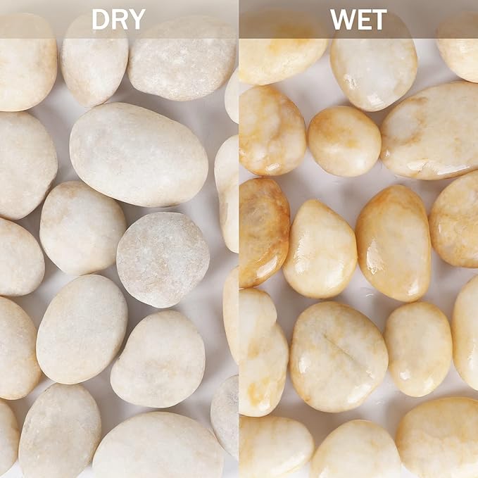 11LB Stones Pebbles River Rocks, 100% Natural Hand-Picked Premium Decorative Pebbles, Ideal for Garden Landscaping, Home Decor, Aquariums, Painting, Crafting and Gifts, Cream White