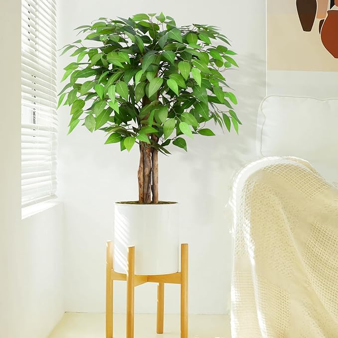 3ft Ficus Artificial Trees with Natural Curved Trunks, 36" Tall Lush Faux Tree for Home Decor Indoor, Green Lifelike Fake Ficus Tree Artificial Plants