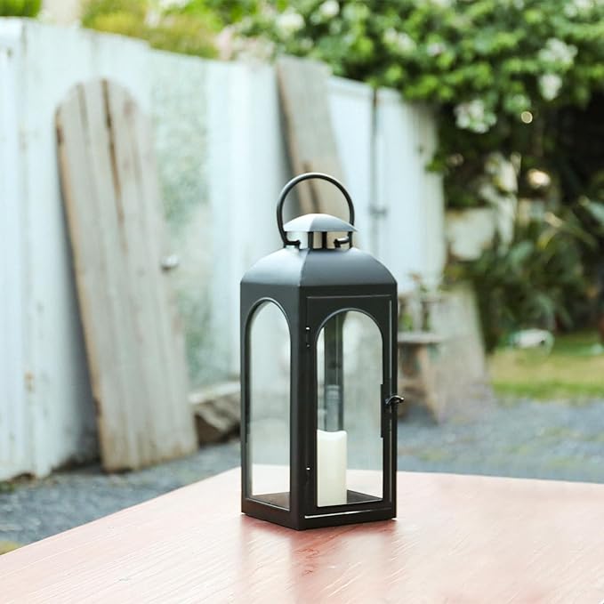 Bdor Lantern Decorative Candle Lantern 16 Inch Remote Vintage Decorations with Timer LED Metal Hanging Lantern for Home Outdoor Porch Decor Christmas Centerpieces for Tables