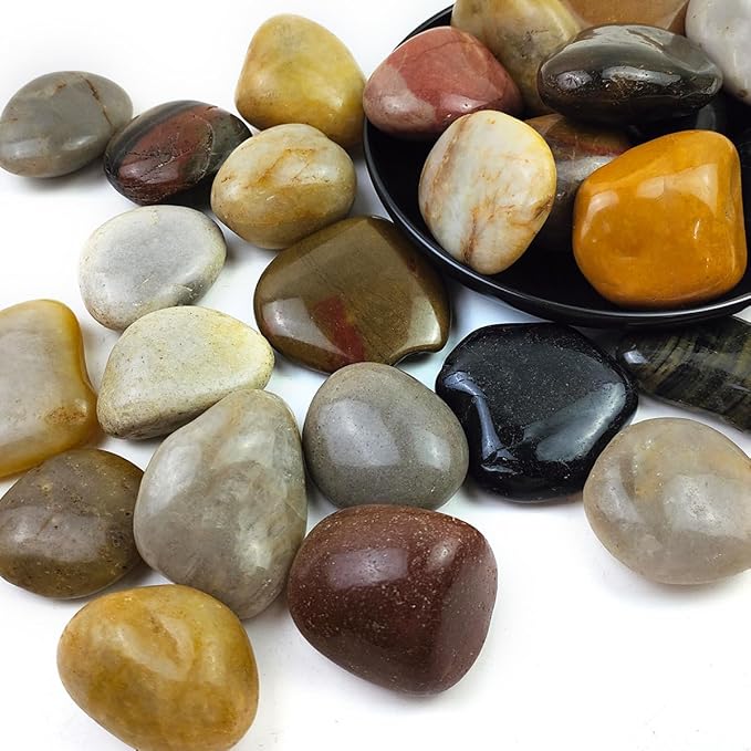 5LB Mixed Color River Rocks - 2-3 inch High Polished Decorative Pebbles, Stones for Landscaping,Natural River Rocks for Outdoor Décor, Plants,Vase Filler,Fish Tank