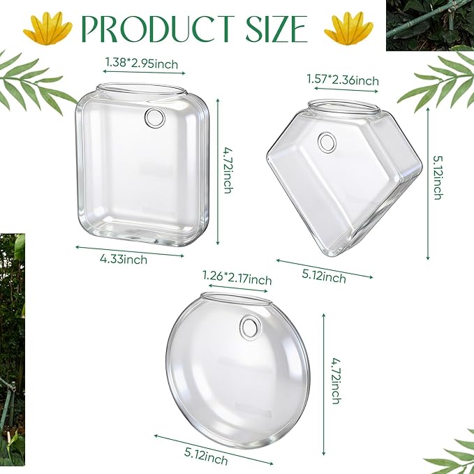 LemonRoad 6 Pcs Wall Hanging Glass Wall Hanging Planter Propagation Station Terrariums Clear Glass Vase Container for Hydroponic Plant Home Office Living Room Bathroom Garden Decor