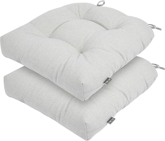 FUNHOME Outdoor Chair Cushions 19 x19 Inch,Water Resistant Tufted Seat Cushions 19",Reversible,Weather Resistant,Rounded Back Wicker Chair Cushion for Patio Garden Furniture(Cloud Gray)