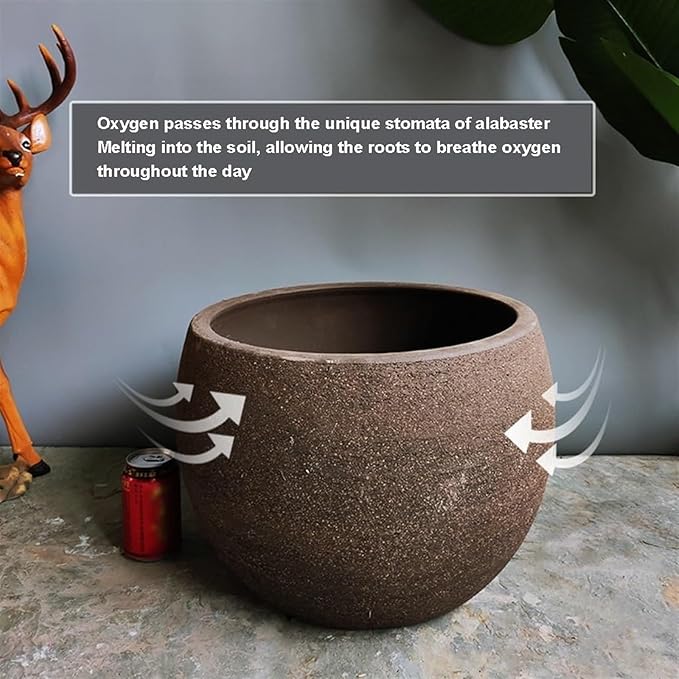 Large Seafoam Planter, Large Indoor and Outdoor Planters with Drainage Holes, Ceramic Patio Tank Floor Planter Large Caliber Rough Terra CottaPlanter (Color : Brown, Size : Medium)(Size:Small)