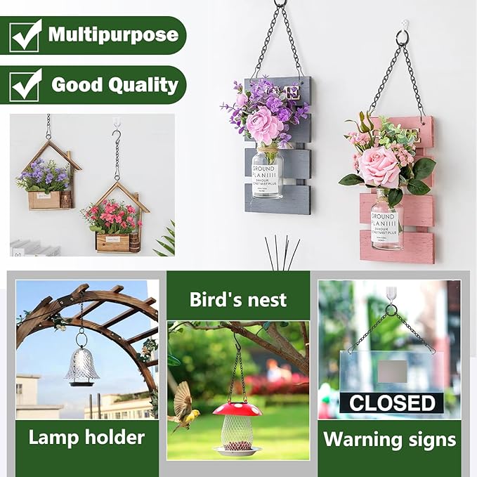 236 Inch Hanging Basket Chain,Decorative DIY Metal Black Hanging Chain for Photo,Bird Feeder,Wind Chimes，Planters Baskets