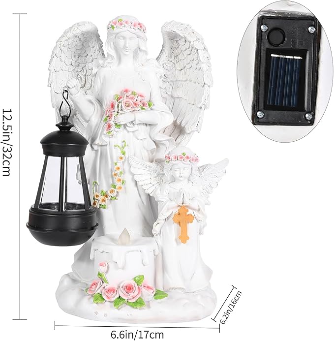 Angel Solar Lights Outdoor Garden, Angel Garden Statues Outdoor - Angel Statue for Patio, Lawn Or Garden Decor