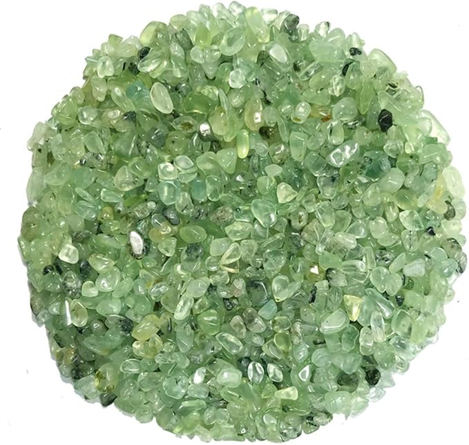 IMALY Prehnite Tumbled Chips Stone Polished Crushed Healing Crystal Quartz Pieces Irregular Shaped Stones for Home Decorative Stones Vases Plants Succulents 0.5lb