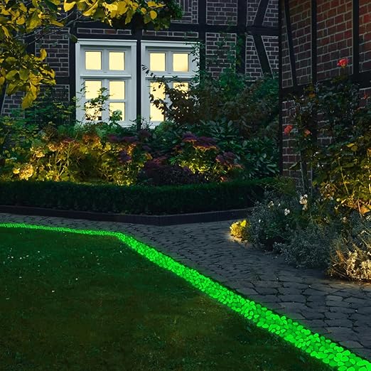 Glow in The Dark Rocks Outdoor, 200 pcs Green Solar Rocks for Landscaping, Outdoor Decor Glow in The Dark Stones, Glowing Pebbles for Garden Backyard Patio Lawn Pond Fish Tank Aquarium Decor