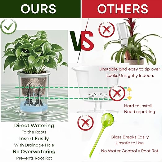 GreenShip 4-Pack Patented Self-Watering Spikes – DIY Plant Watering System for Indoor Plants, Fits Grower Pots, Reuse Containers, Automatic Self-Watering Stakes (Large)
