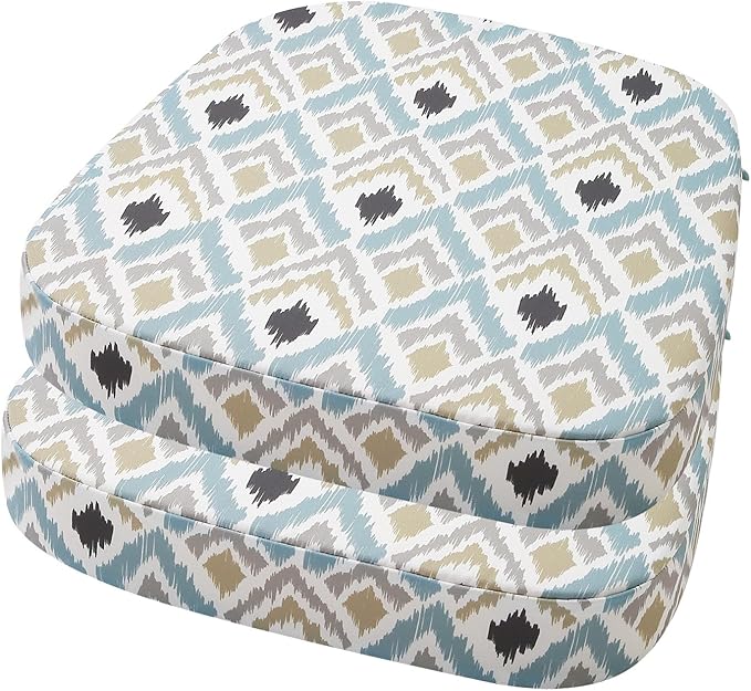 idee-home Outdoor Chair Cushions Set of 2, 19" x 19" x 3" Thick D-Shaped Patio Furniture Outdoor Seat Cushions Waterproof with Ties, Dining Pads