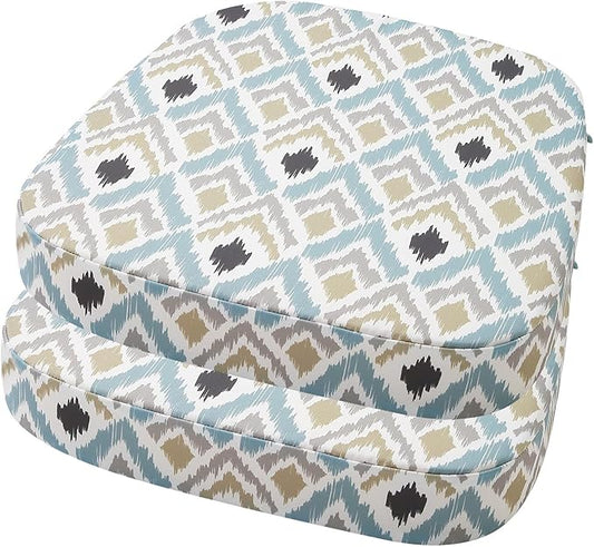 idee-home Outdoor Chair Cushions Set of 2, 19" x 19" x 3" Thick D-Shaped Patio Furniture Outdoor Seat Cushions Waterproof with Ties, Dining Pads