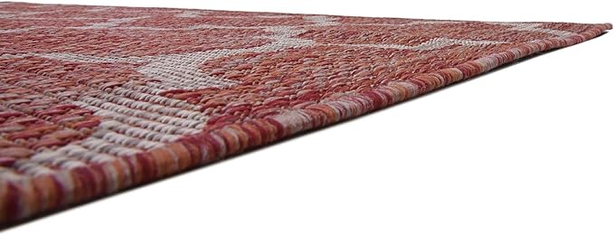Unique Loom Outdoor Trellis Collection Area Rug (6' 1" x 9' Rectangle, Rust Red/ Ivory)