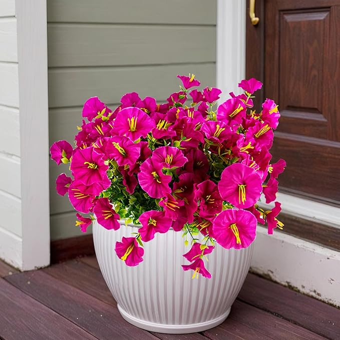 Christmas Artificial Mums 12 Bundles Red Bulk Fake Flowers Faux Planters Real Touch Stems for Outdoors Fall Silk Flower UV Resistant Urn Filler Front Porch Thanksgiving Decorations for Home Garden