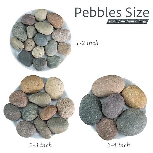 River Rocks, 5lbs Colorful Pebbles for Indoor Plants, 1-2 Inch Aquarium Rocks, Natural Stones for Landscaping Garden Paving Plant Rocks Crafting Walkways