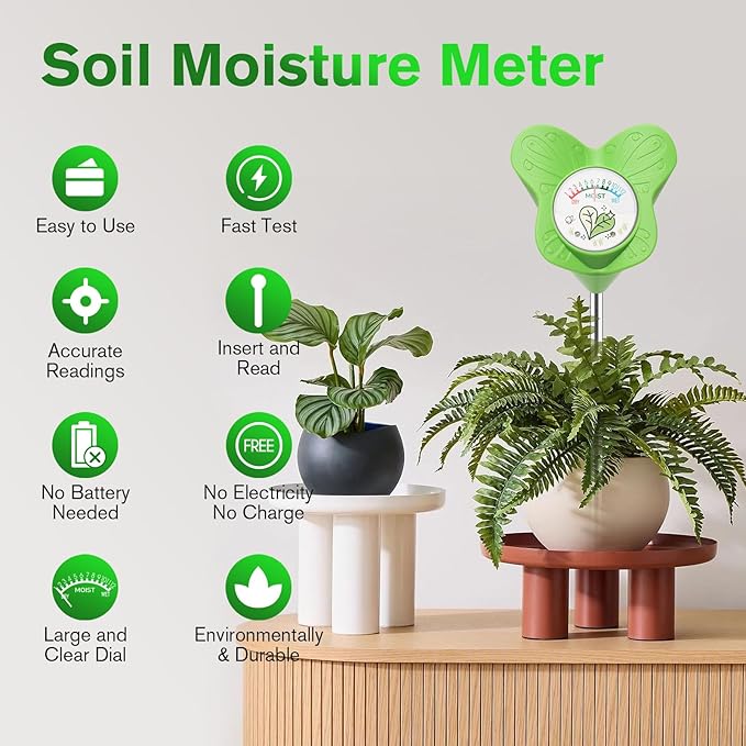 UNIWA Soil Moisture Meter, Plant Water Meter for House Plants and Indoor Potted Plants, Soil Moisture Monitor for Garden, Farm, and Lawn Plant Care,No Battery Needed