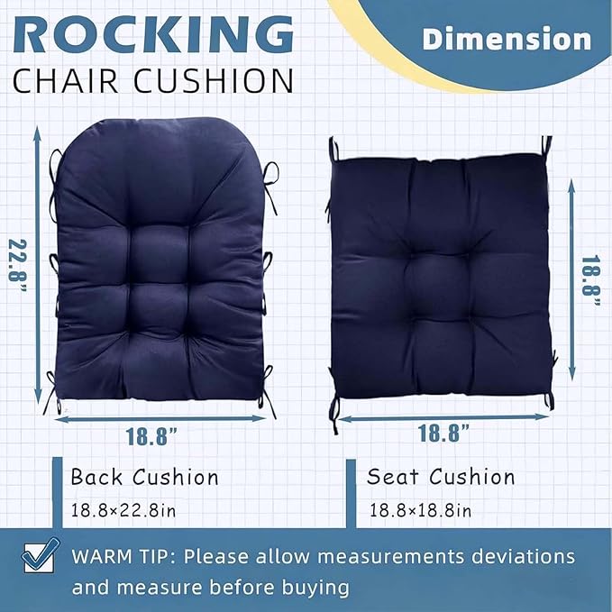 Indoor Outdoor Seat Back Chair Cushion Tufted Rocking Chair Replacement Cushions for Patio Home Garden Office Burgundy