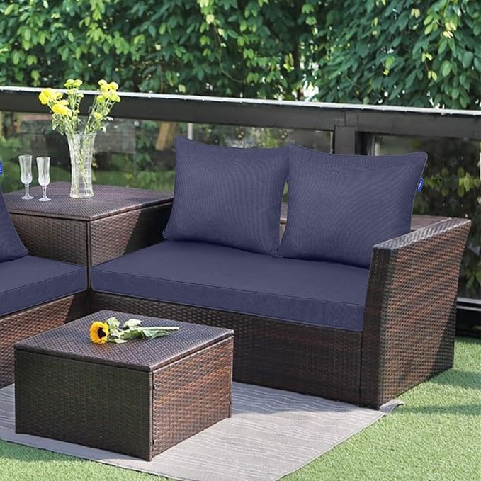 Outdoor Loveseat Cushion Set 44'' x 24'', Outdoor Cushions for Patio Furniture with Fastness Cover, Water Repellent Outdoor Seat Cushion and Couch Back Cushions for Bench, and Swing (Blue Grey)