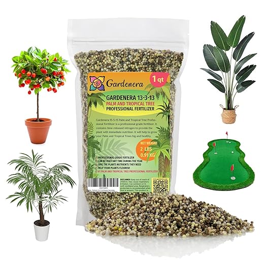 Premium 13-3-13 All-Season Fast Acting Landscape and Ornamental Fertilizer by Gardenera - Promotes Biomass Growth and Vibrant Leaf Color - 1 Quarts