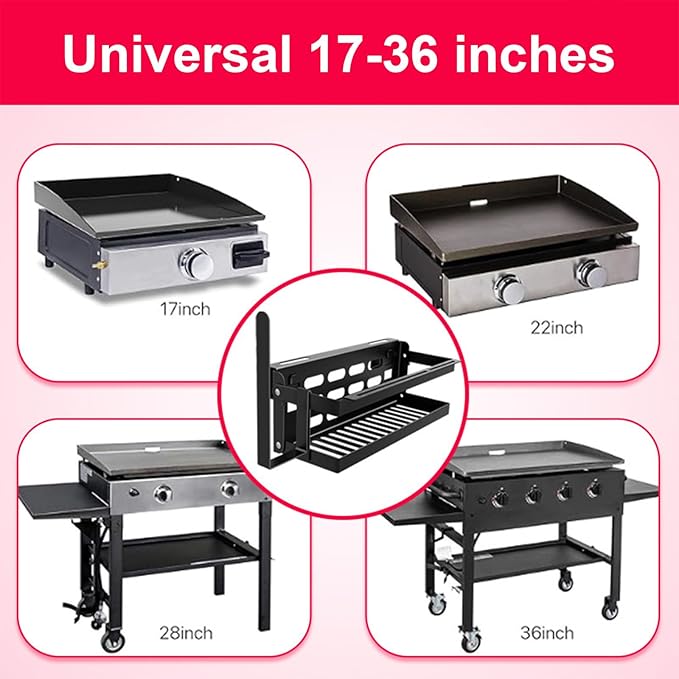 Griddle Storage Rack - Outdoor Grill Seasoning Holder,Barbecue Tool Organizer - for Oil Bottles Spatulas Shovels Towels Utensils Accessories Holder Organization Camping Patio Garden Backyard Picnic