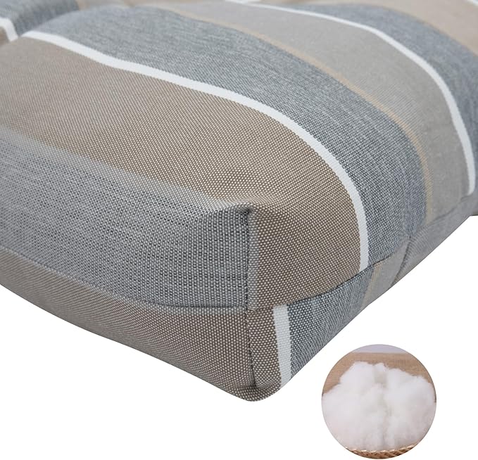 FUNHOME Outdoor Bench Cushion 48 x18 inch with Non-Slip Grips,Water Resistant Porch Swing Cushion,Bench Pillow Pads,Tufted Cushions for Patio Garden Furniture,48" Seat Cushions(Gray Stripe)