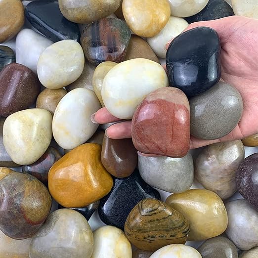 20 lbs River Rocks for Outdoor Landscaping, 2-3 inch Large Pebbles for Indoor Plants. Polished Decorative Stones for Garden, Aquarium, Vase Fillers and Backyard