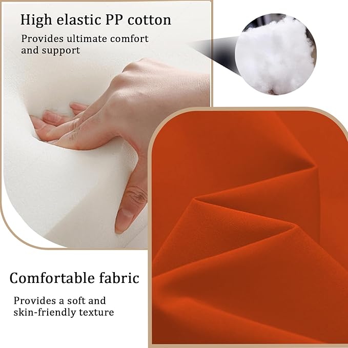 14 Pieces Outdoor Sectional Replacement Cushions for Patio Furniture, 4in Thick Outdoor Sofa Cushions for 6 Seat, Waterproof Deep Seat Couch Patio Cushion Set (Orange Color)