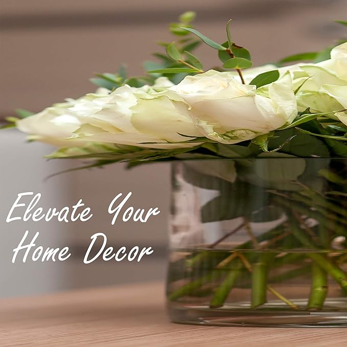 CYS Excel Large Glass Cylinder Vase (H:4" D:8") Flower Vase Centerpieces Hurricane Floating Pillar Candle Holder Terrarium Planter
