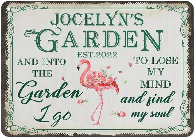 Customize Metal Signs with Name Garden Sign Personalized Waterproof Vintage Decorative Metal Print for Wall Decor Home Garden Ideas Gifts Made in USA