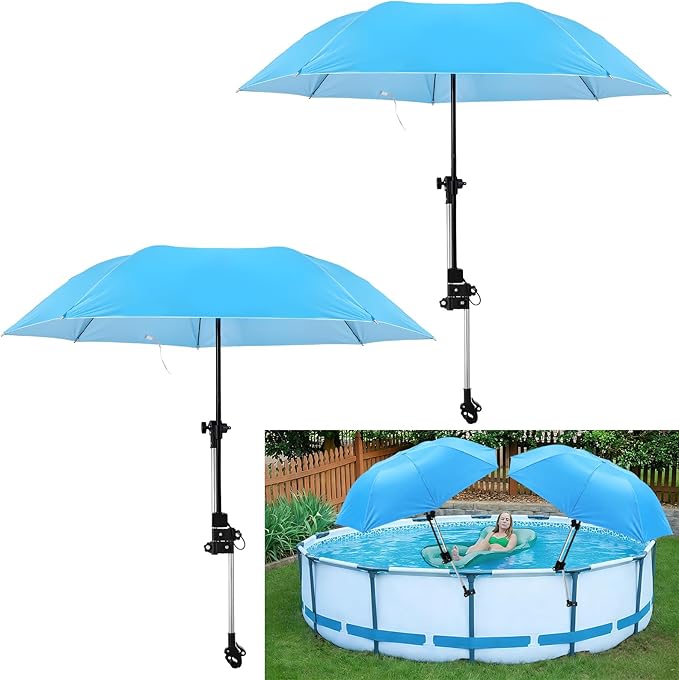 4 Pack Pool Shade Umbrella with Adjustable Clamp 38.6'' Above Ground Pool Sunshade Patio Umbrella for Garden Backyard Beach Chairs Camping Strollers Golf Carts Outdoor Sunshade Accessories