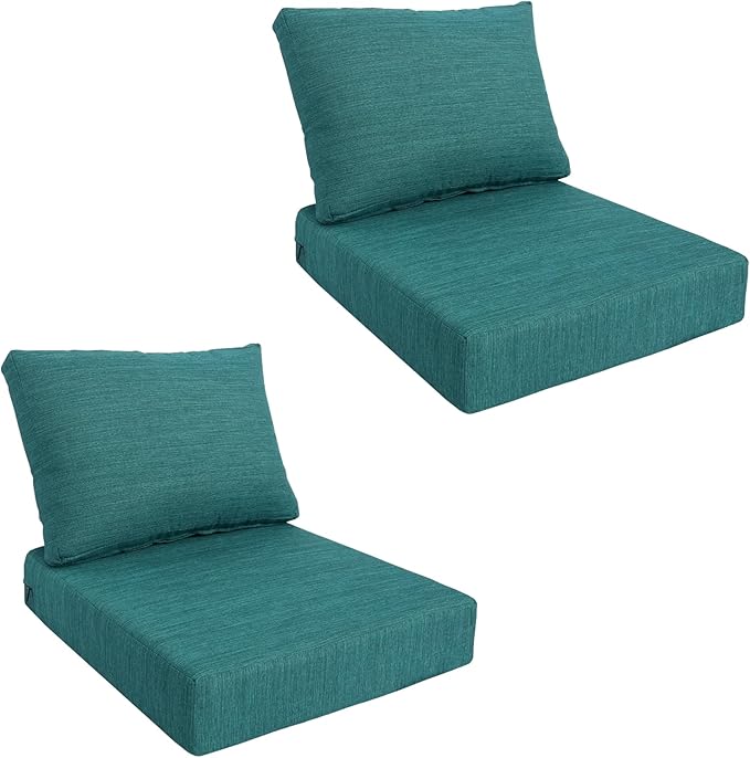 23.5"x27" Outdoor Deep Seat Patio Cushions Set of 2, Deep Seat Bottom Resilient Foam Filling Water-Resistant Stain-Resistant UV Resistant Weather Resistant with YKK Zippers, Malachite