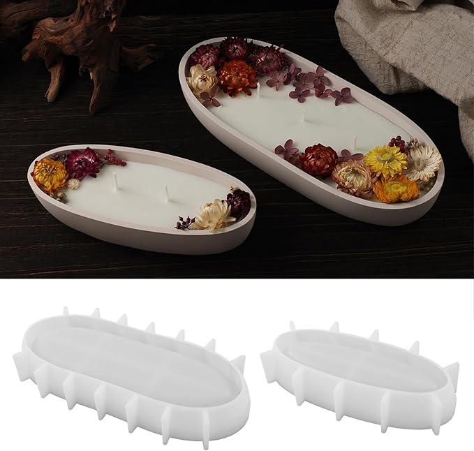 Wehous Silicone Mold Oval Bowl Resin Candle Boat Jar Epoxy Resin Storage Tray Container DIY Succulent Planter Cement Art Craft Jewelry Trinket Candy Holder Decor