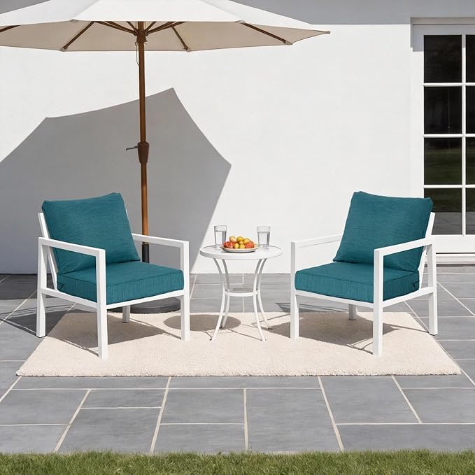 24x24 Inch Outdoor Deep Seat Cushions Set of 2,Thick High-Density Foam, Water-Resistant, Piped Edges & YKK Hidden Zipper for Patio Furniture,Malachite
