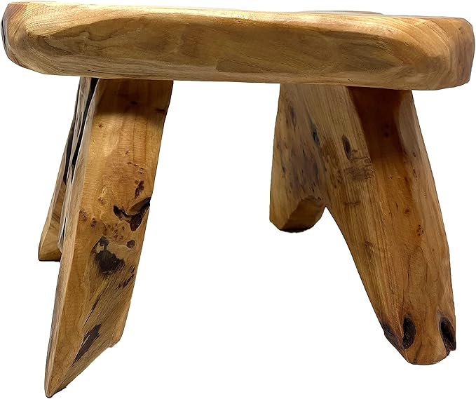 THY COLLECTIBLES Natural Tree Stump Stool Live Edge Cedar Wood Plant Stand, Stool, Garden Bench, Side Table L13 x W11 x H9.5