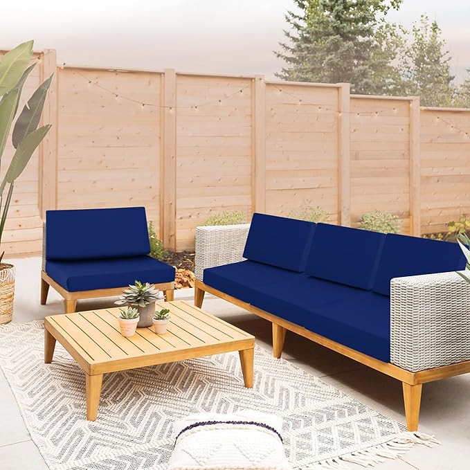 Outdoor Cushions for Patio Furniture, Outdoor Seat and Back Cushion, Waterproof Hampton Bay Deep Seat Replacement Couch Cushions for Garden Lawn, 28.5x28.5 Navy