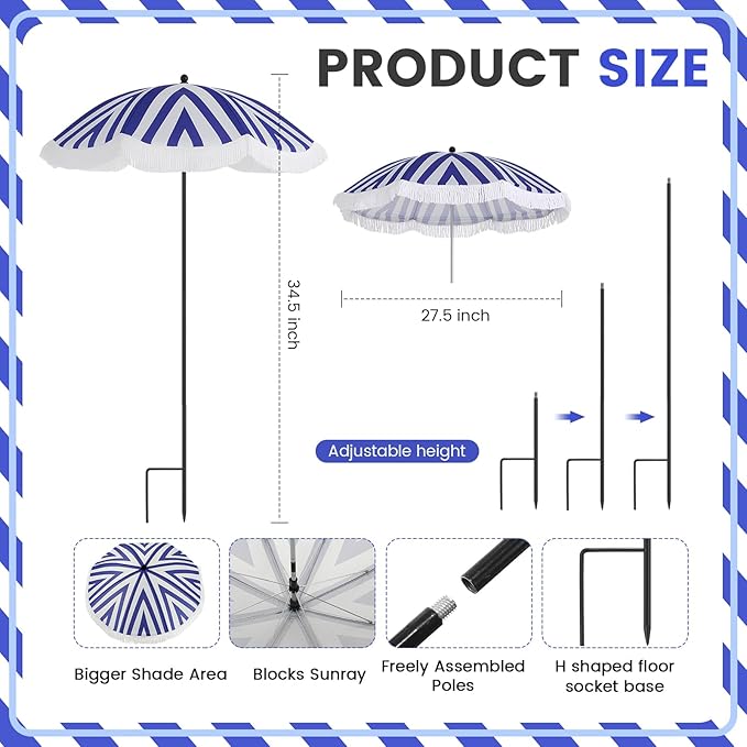 Abbylike 2 Pack Plant Umbrellas for Outdoor Plants, 26" Larger Tassel Garden Umbrella Sun Shade, Upgraded 43.3" Higher Adjustable Angle Sun Shade Cover Umbrellas for Garden Potted Flower
