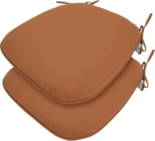 Outdoor Chair Cushions Set of 2,Patio Seat Cushion 17"x16"x2",U-Shaped Dining Chair Cushion 17 by 16 Inch,Water Resistant,Fade-Resistant Chair Pads for Kitchen Garden Furniture(Caramel Orange)