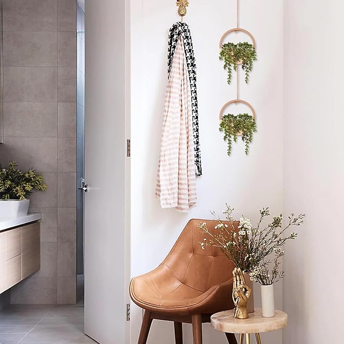 2 Pack Fake Plants, Large Artificial Hanging Plants Hanging Planter Fake Succulents Artificial String of Pearls with Pot and Lanyard for Living Room Bathroom Home Office Wall Decoration