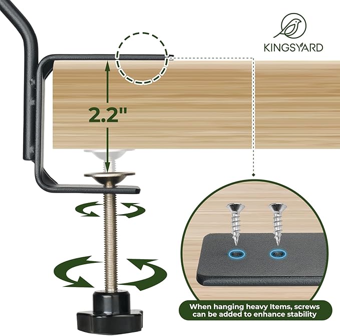Kingsyard 2 Pack Middium Heavy Duty Deck Hook - 10 inch Metal Deck Railing Hooks for Hanging Bird Feeders, Planters, Suet Baskets, Lanterns, Wind Chimes