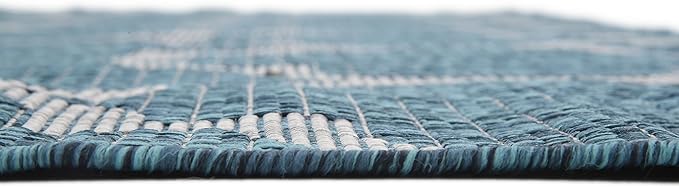 Unique Loom Outdoor Trellis Collection Area Rug (9' x 12' Rectangle, Teal/ Gray)