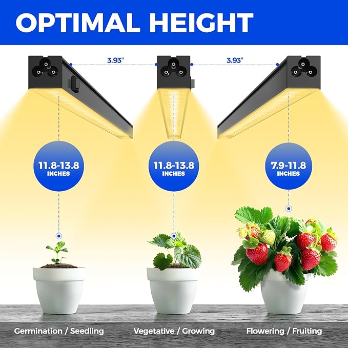 Barrina T5 Grow Lights for Indoor Plants Full Spectrum, 1FT 10W (2 X 5W) Indoor Plant Light with Separate Switch, Linkable, Grow Lamp with Magnetic Installation, Yellow, 2 Packs
