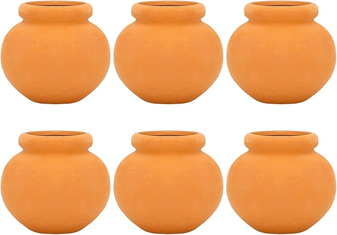 ONEST 6 Pieces Miniature Tiny Clay Pots Mini Flower Pottery Planter for DIY Garden Plants Office Home Decoration
