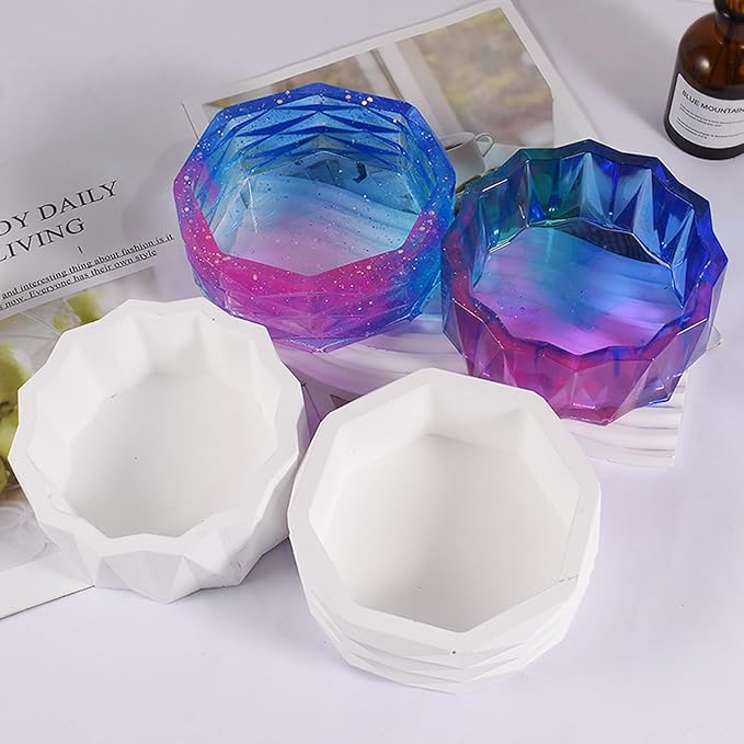 Origami Flower Pot Silicone Mold Succulent Striped Planter Vase Concrete Mold Plaster Epoxy Resin Cement Clay Storage Box Mould