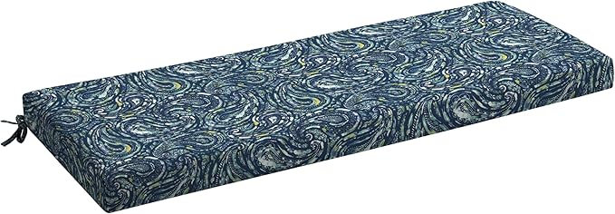 Arden Foam Outdoor Bench Cushion, 48 x 18, Made with ProFoam, Rain-Proof, Fade Resistant, Sapphire Blue Ridge Paisley