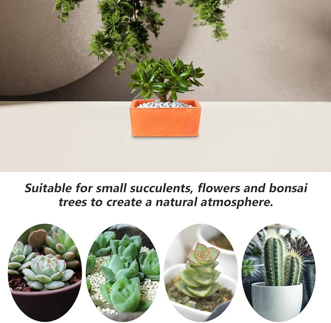YARNOW Rectangular Terracotta Planter with Drainage Hole - Small Clay Pot for DIY Garden Plants Indoor Windowsill and Tabletop Decoration, 4.9 x 2.1 x 2.7 Inch