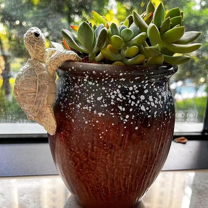 Mini Resin Turtle Statue, Turtle Flowerpot Decoration, Plant Decorations for Pots, Fairy Garden Accessories, Suitable for Gifting Friends or Decorating One's Own Flowerpot