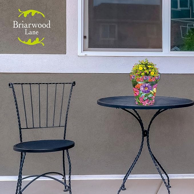 Briarwood Lane Spring Planter 8.5" x 8.5" x 8.5" Zinnias in Bloom Small for Spring Planter