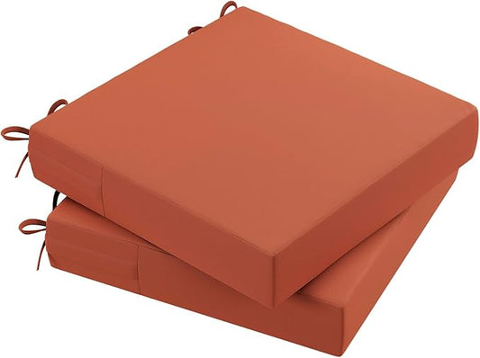 AAAAAcessories Outdoor Seat Cushions for Chairs, Waterproof, Fade-Resistant, 20" x 20" x 3", Patio Furniture Replacement Cushions, Set of 2, Rust