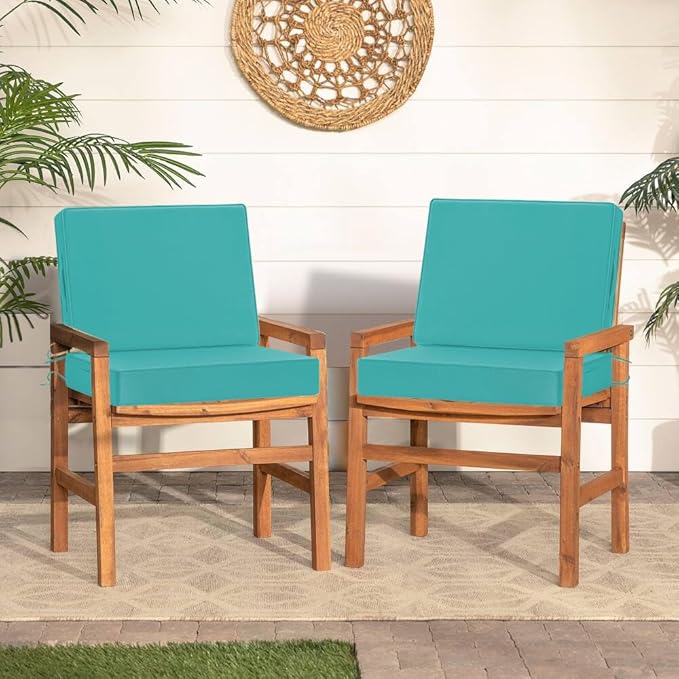 Cozyide 24x24 Outdoor Cushions for Patio Furniture, Waterproof Outdoor Chair Cushions with Non-Slip Ties and Handle, Washable Deep Seat Cushions for Outdoor Furniture with Removable Cover, Teal