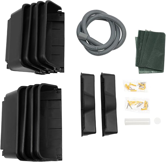 Vertical Wall Planter for Indoor Plant-Walls Mounted Pot with 2 Drainage Tray 8 Pack, with 6.56ft Drainage Pipe for Decor, Plastic Pots Balcony Planters, Plants Hanging (8, Black)