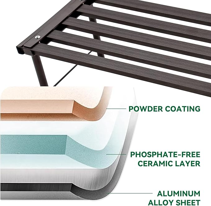 Metal Plant Stand, Rust-proof Aluminum Flower Pot Stand, Heavy Duty Planter Display Shelving for Patio Balcony Garden Living Room Decorative (Ebony, 47.2 Inch)