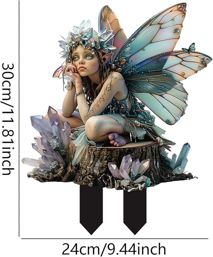 Bohemian Fairy Flower Pot Decoration, Planter Decor, Garden Accessories for Home or Garden (Sad Elf)
